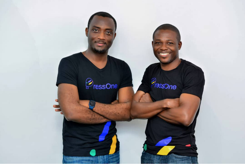 PressOne, 199 Others for Global Startups Competition Co-founder/CEO PressOne Africa,Mayowa Okegbenle, (left), and Co-founder/CTO, PressOne Africa, Opeyemi Shokunbi